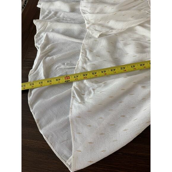 DREW Wrap Midi Dress White Gold Stardust Hi Low Ruffle S - Picture 7 of 12